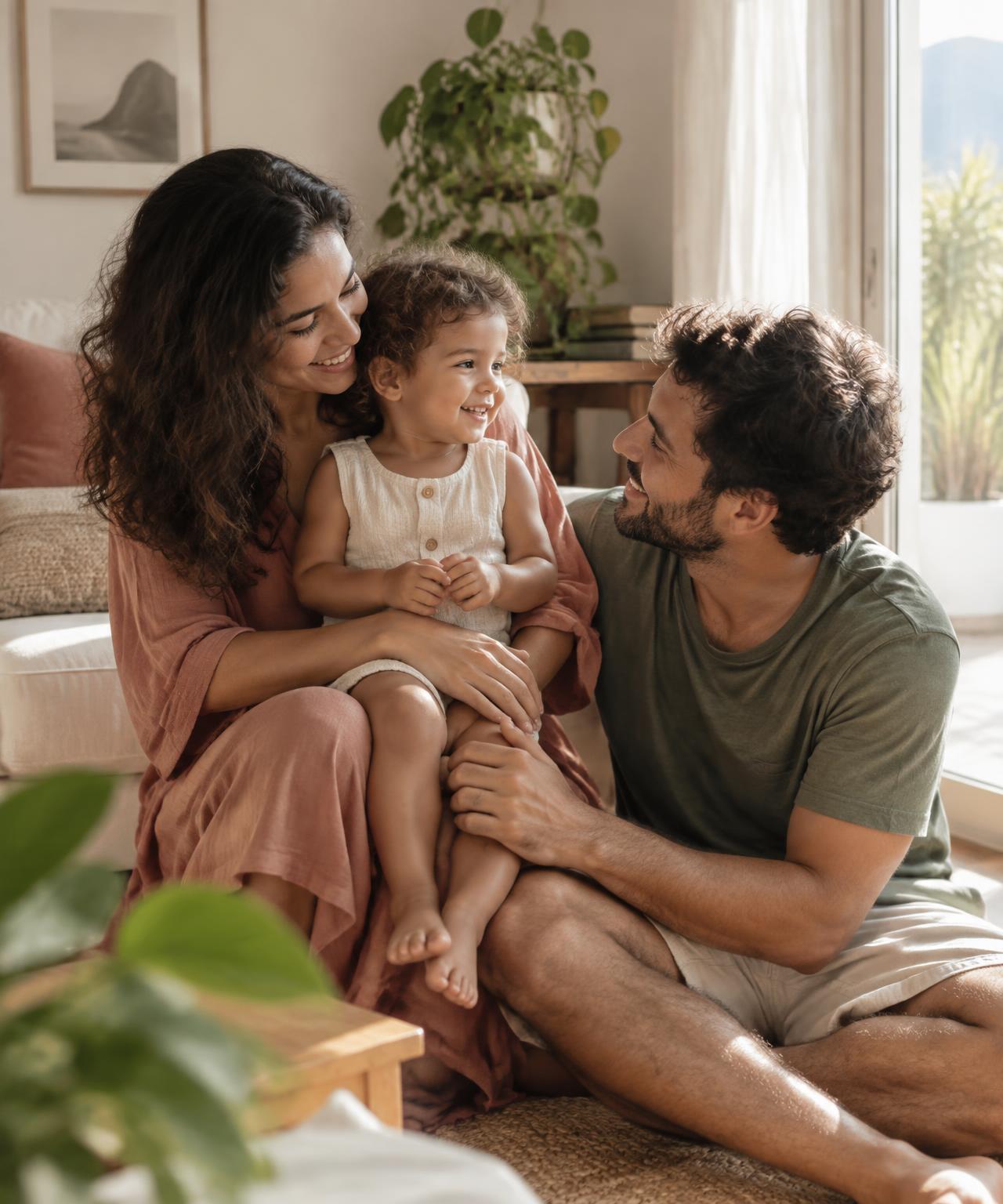 Família reunida em um momento de carinho